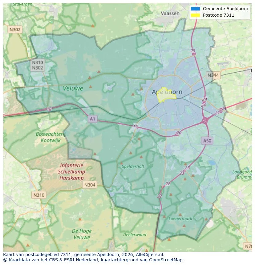 Postcodekaart voor 7311