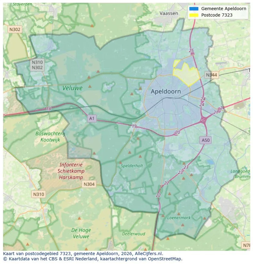 Postcodekaart voor 7323