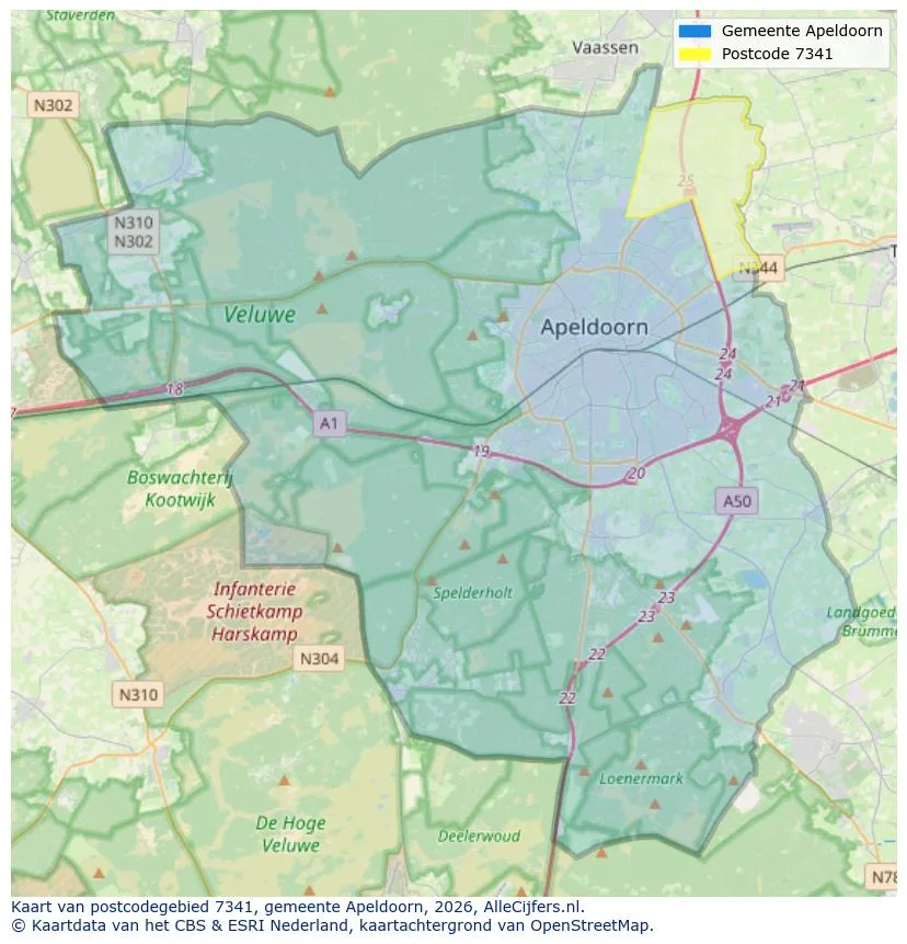 Postcodekaart voor 7341