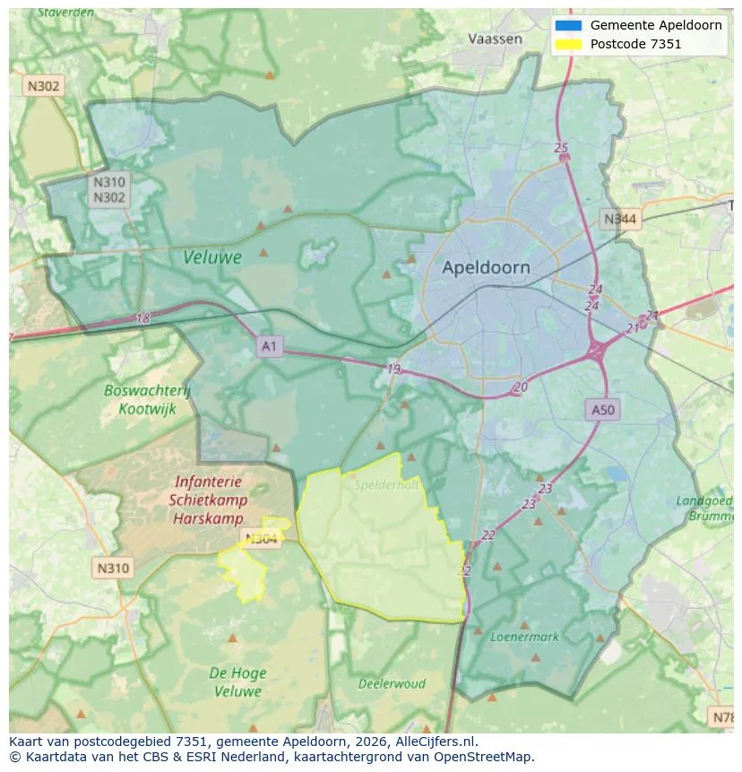 Postcodekaart voor 7351