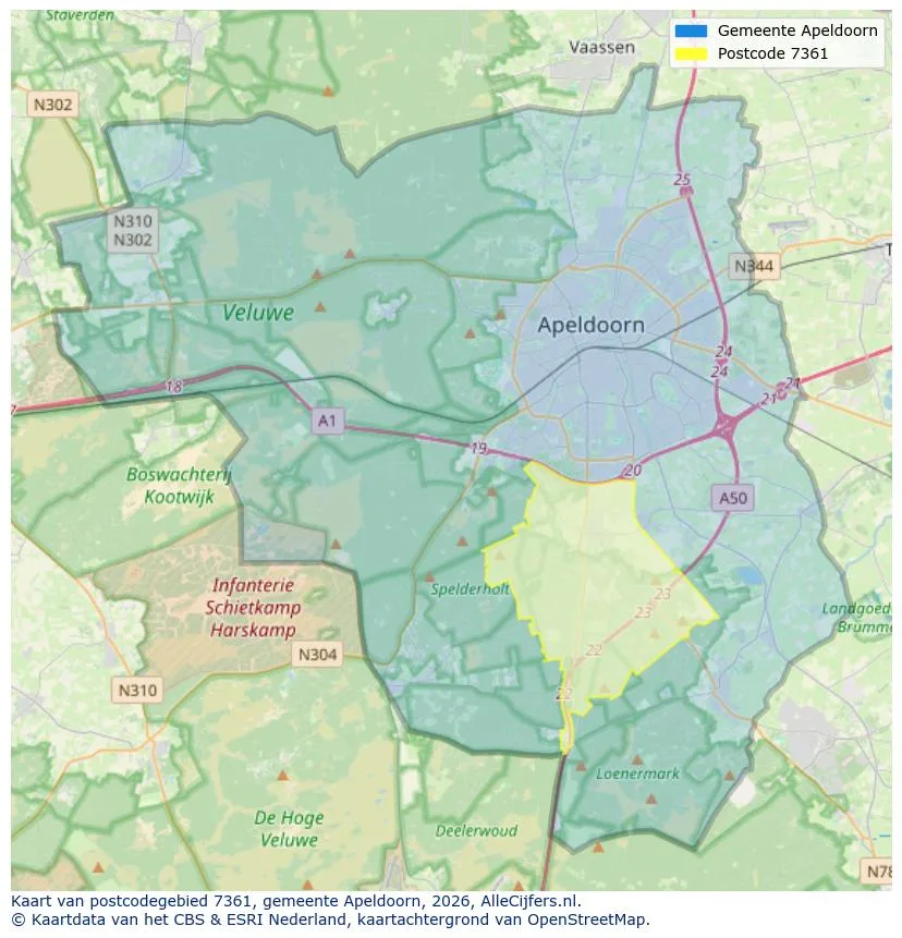 Postcodekaart voor 7361