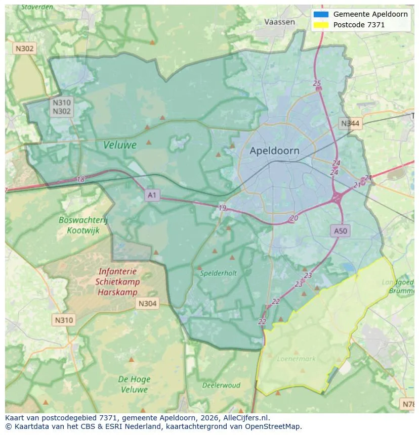 Postcode map for 7371