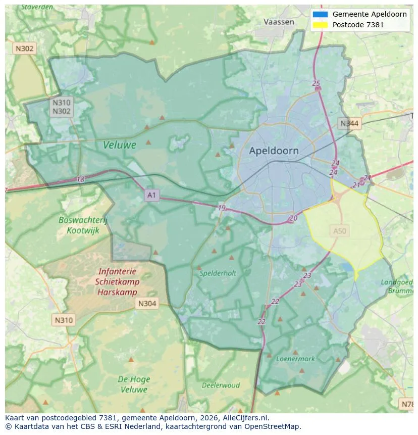 Mapa de códigos postales para 7381
