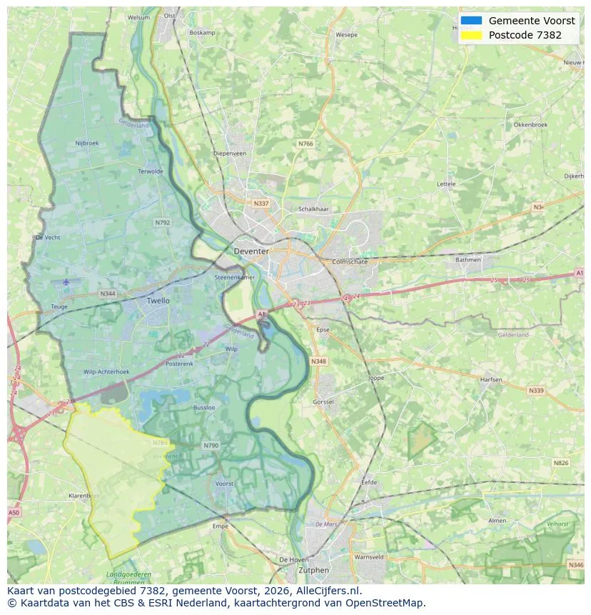 Postcodekaart voor 7382