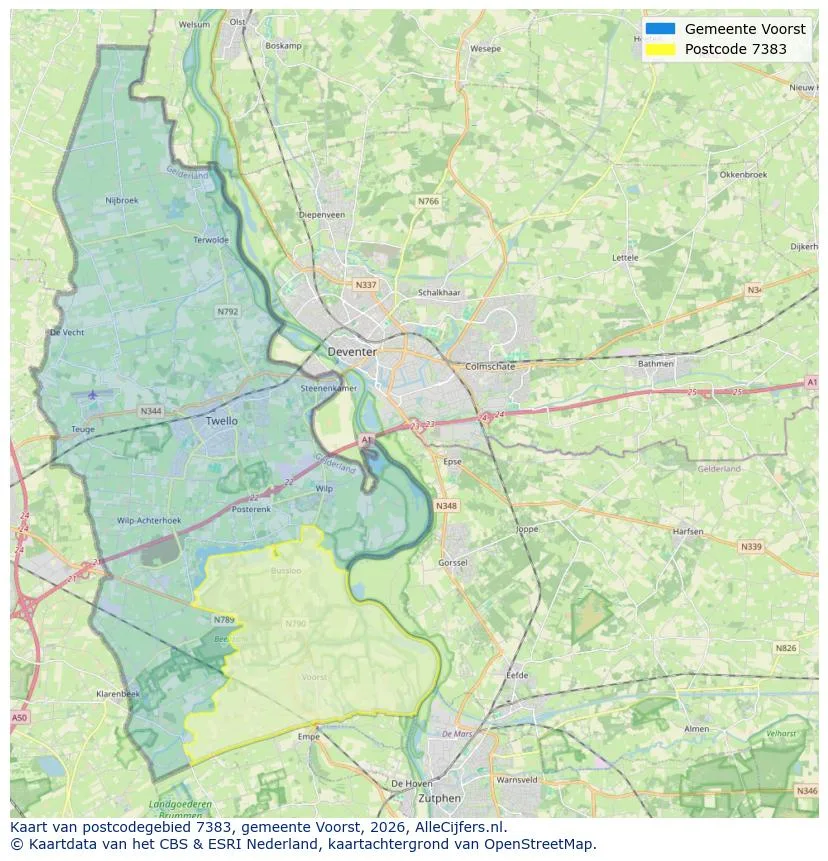 Postcodekaart voor 7383