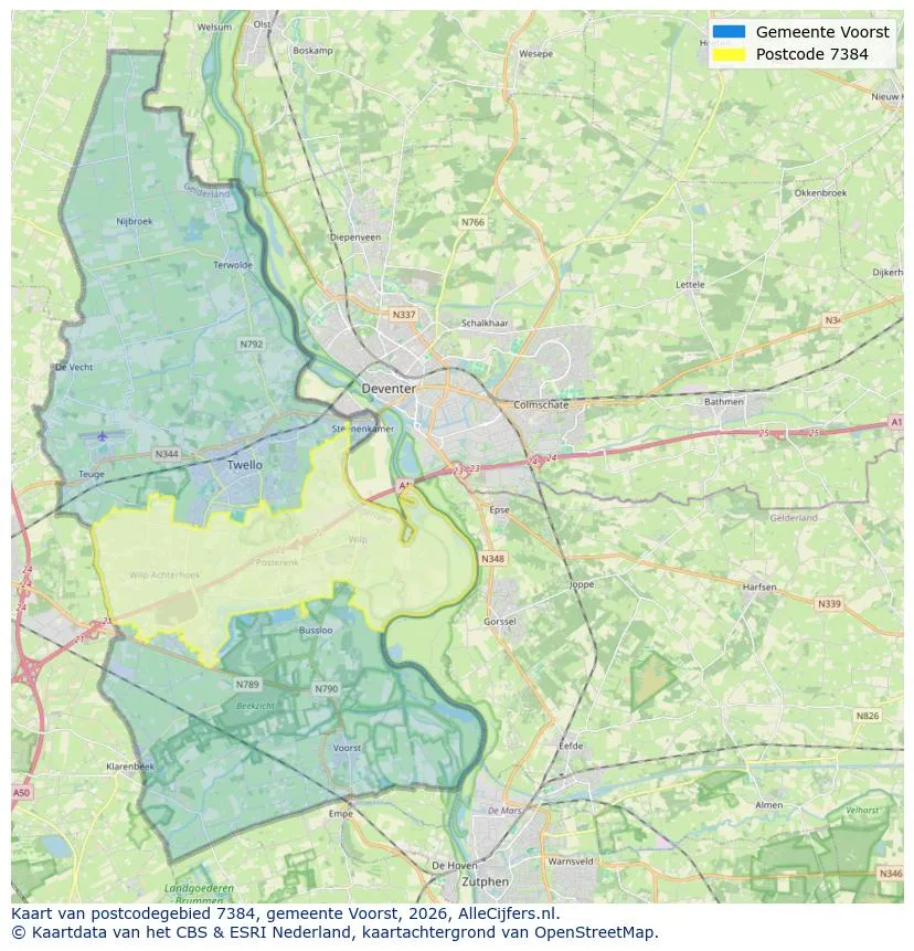 Postcodekaart voor 7384