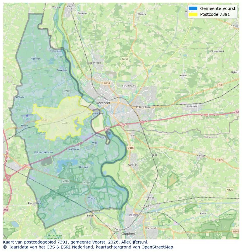 Mapa de códigos postales para 7391
