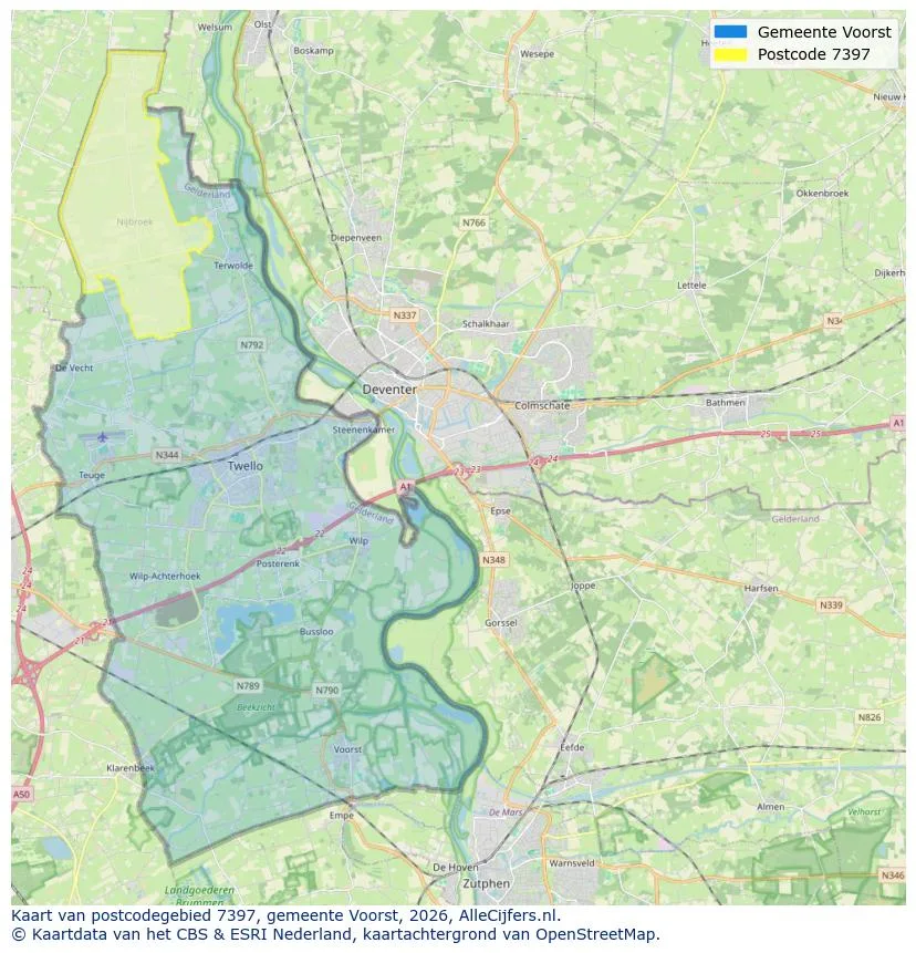 Mapa de códigos postales para 7397