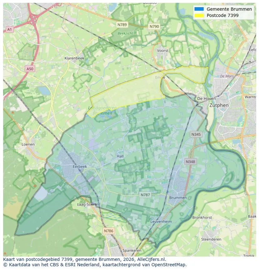 Postcode map for 7399