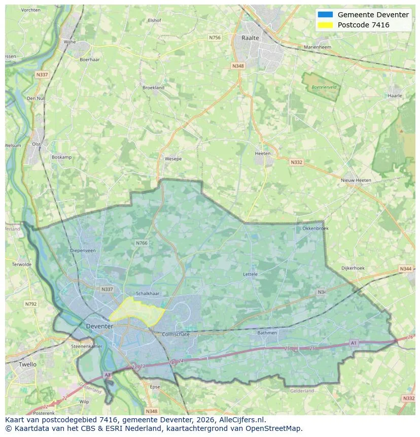Postcode map for 7416