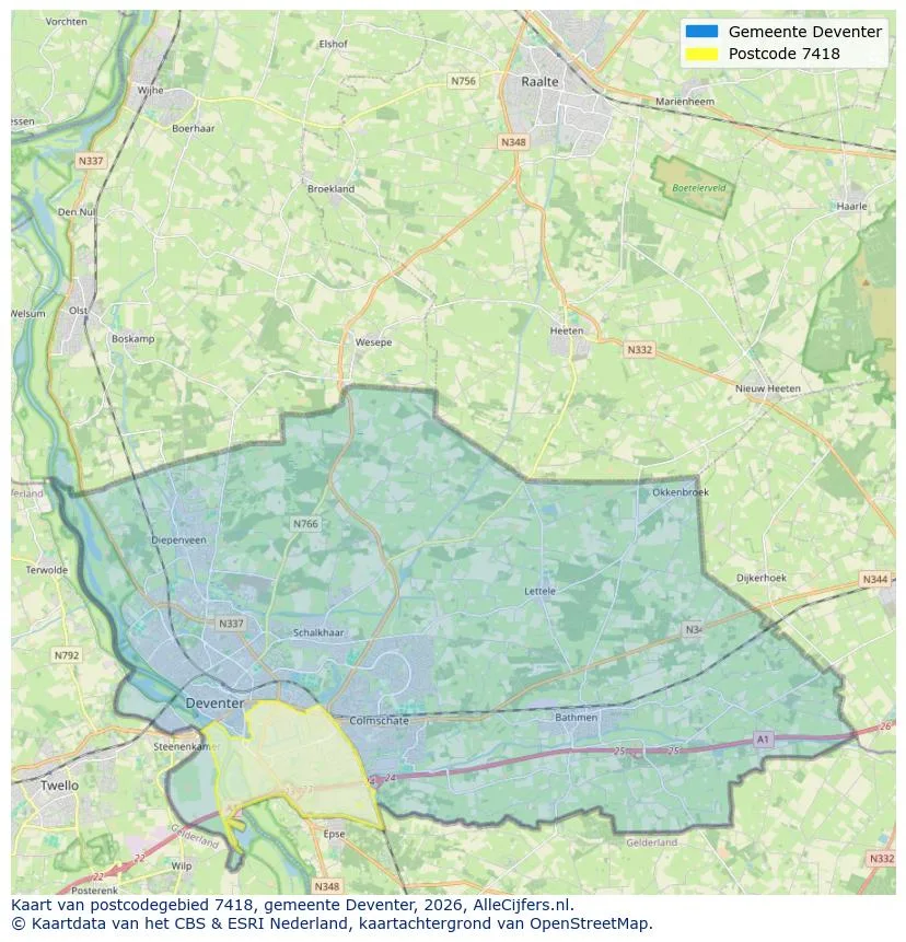 Mapa de códigos postales para 7418