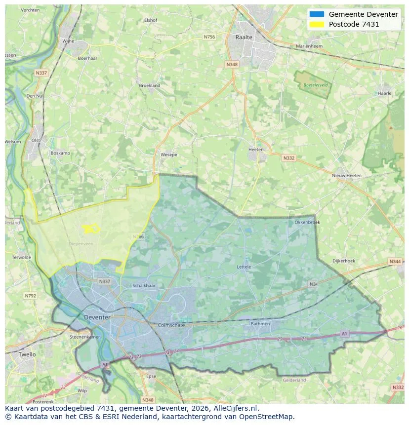 Postcodekaart voor 7431