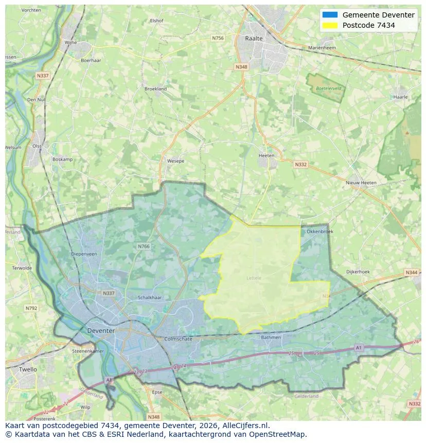 Postcode map for 7434