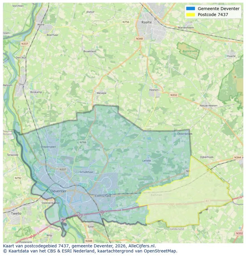 Mapa de códigos postales para 7437
