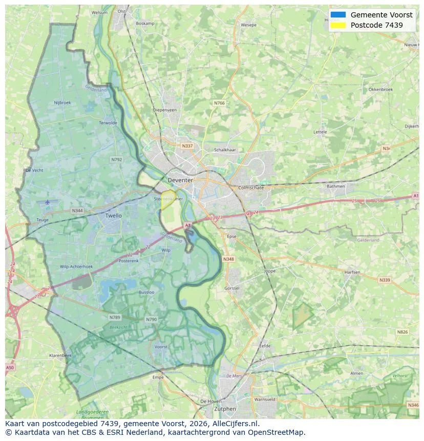 Postcodekaart voor 7439