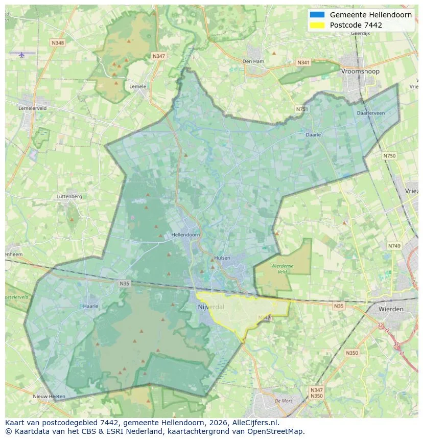 Postcodekaart voor 7442