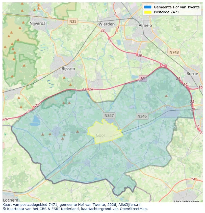 Postcodekaart voor 7471