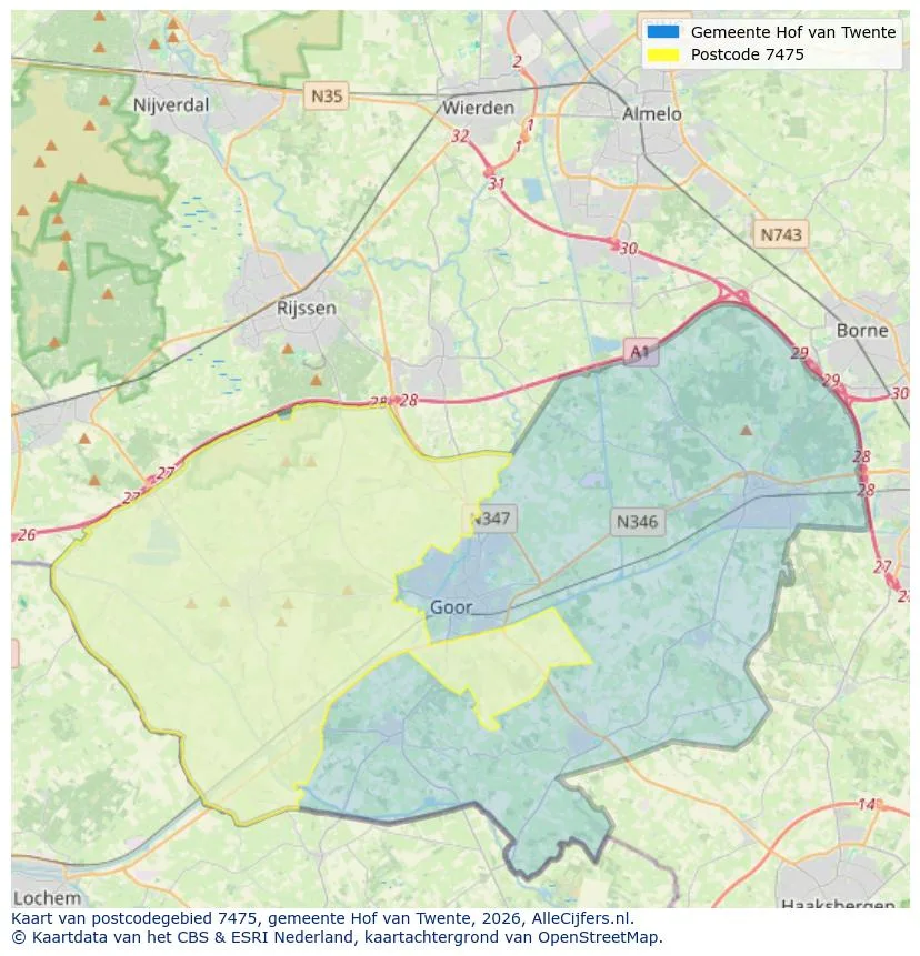Mapa de códigos postales para 7475