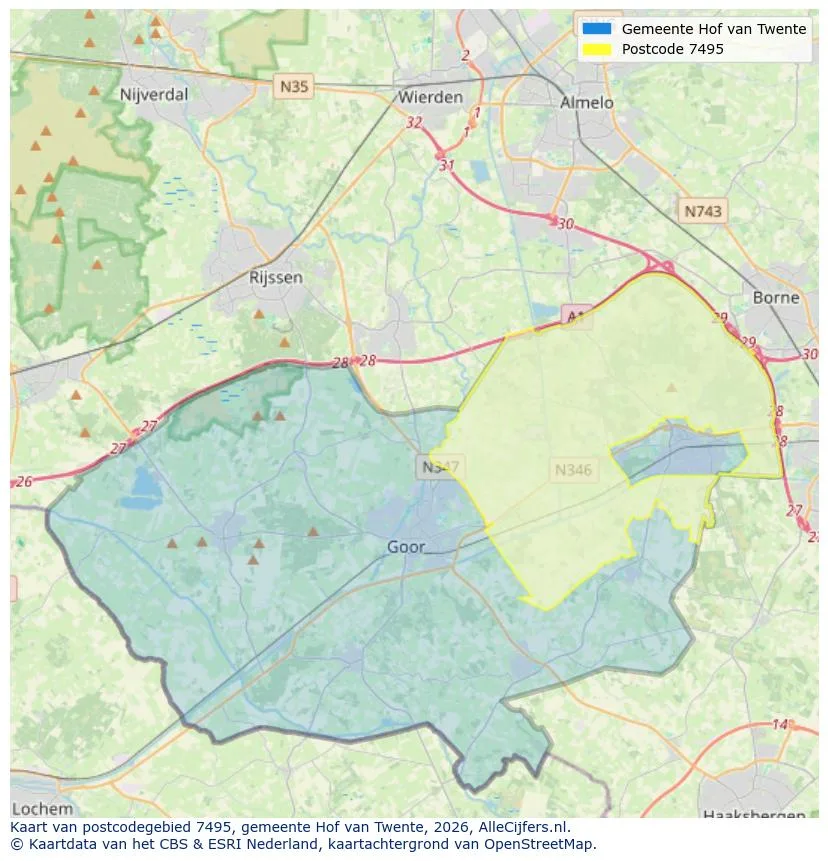 Postcodekaart voor 7495