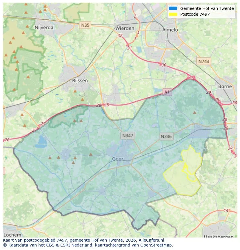Postcodekaart voor 7497