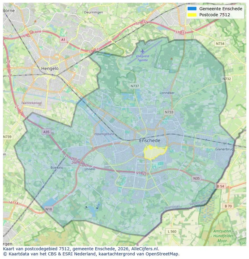 Postcodekaart voor 7512