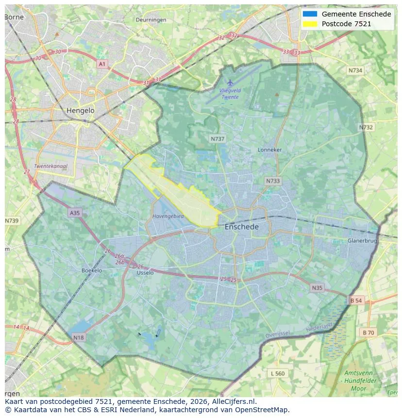 Postcode map for 7521