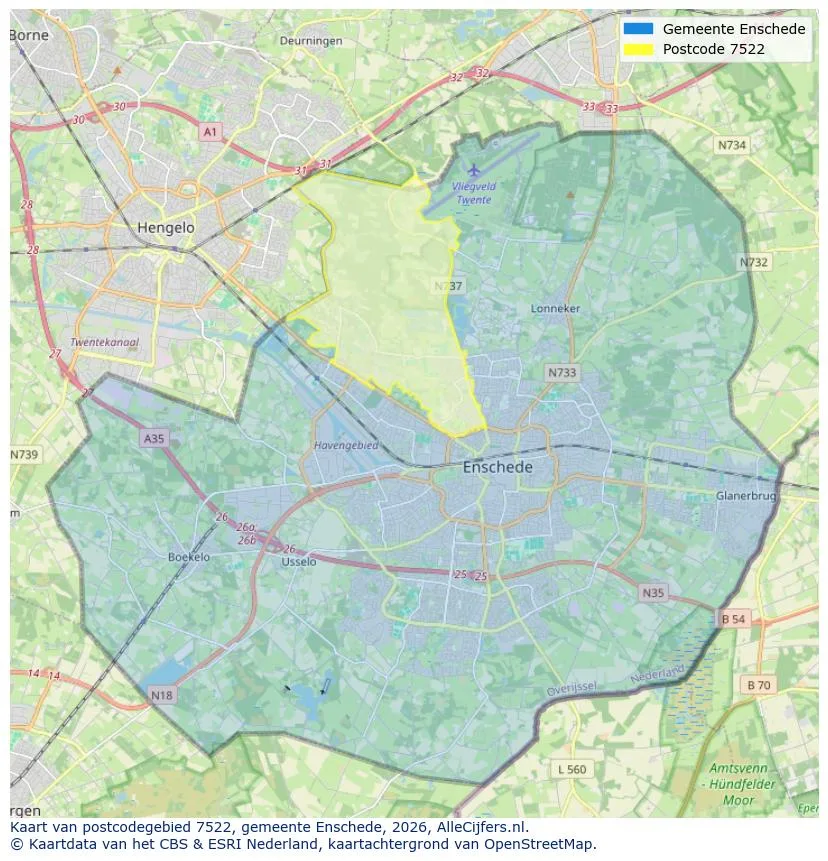 Mapa de códigos postales para 7522