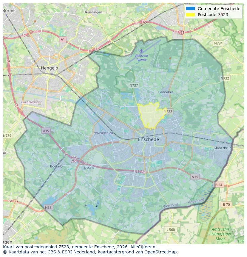 Postcodekaart voor 7523