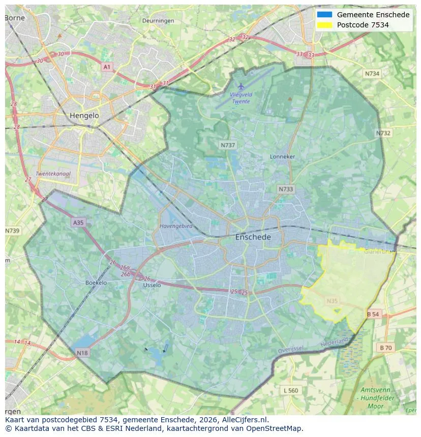 Postcodekaart voor 7534