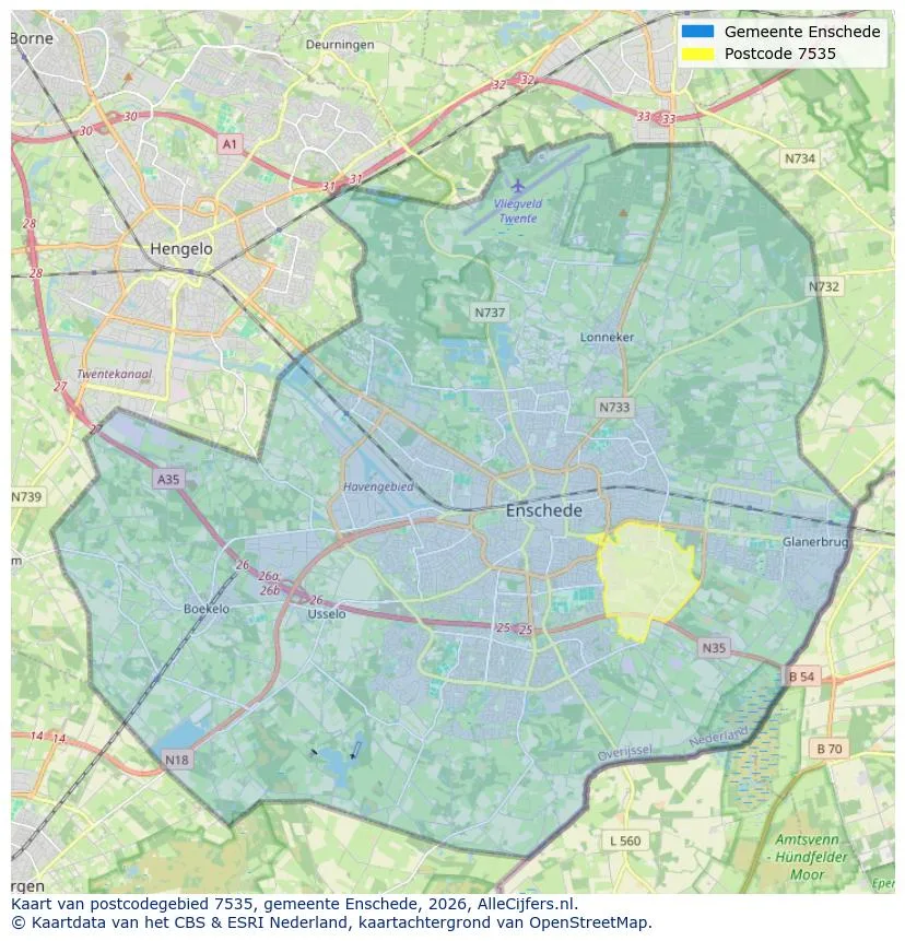 Postcodekaart voor 7535