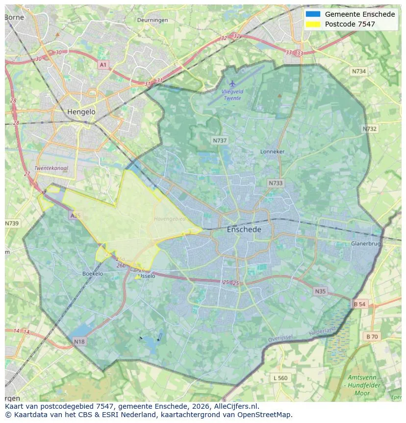 Mapa de códigos postales para 7547