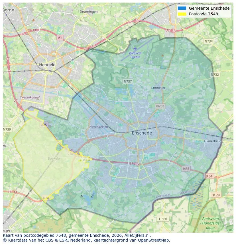 Postcodekaart voor 7548