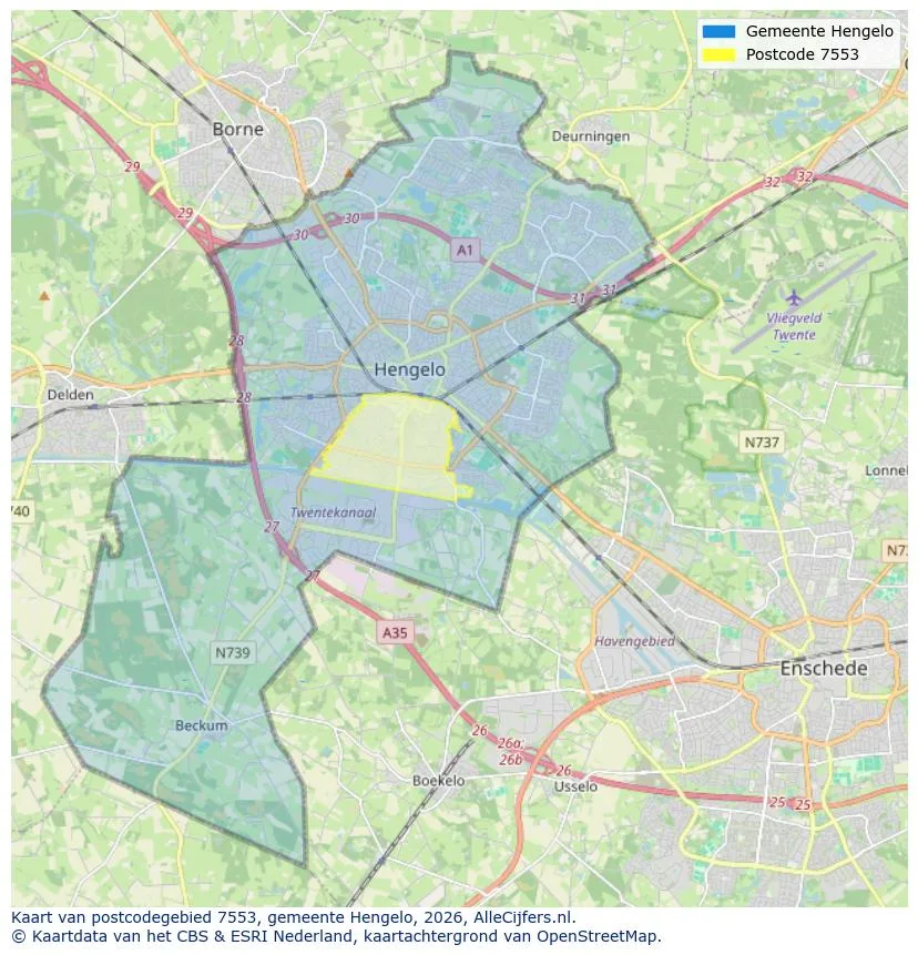 Postcodekaart voor 7553