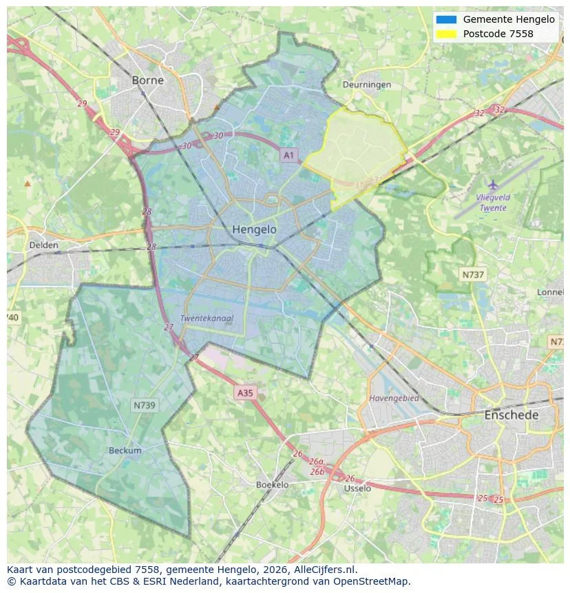 Postcodekaart voor 7558
