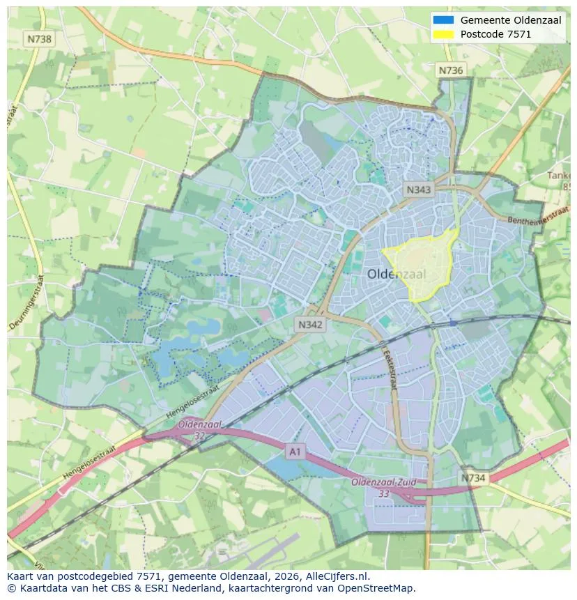 Postcodekaart voor 7571
