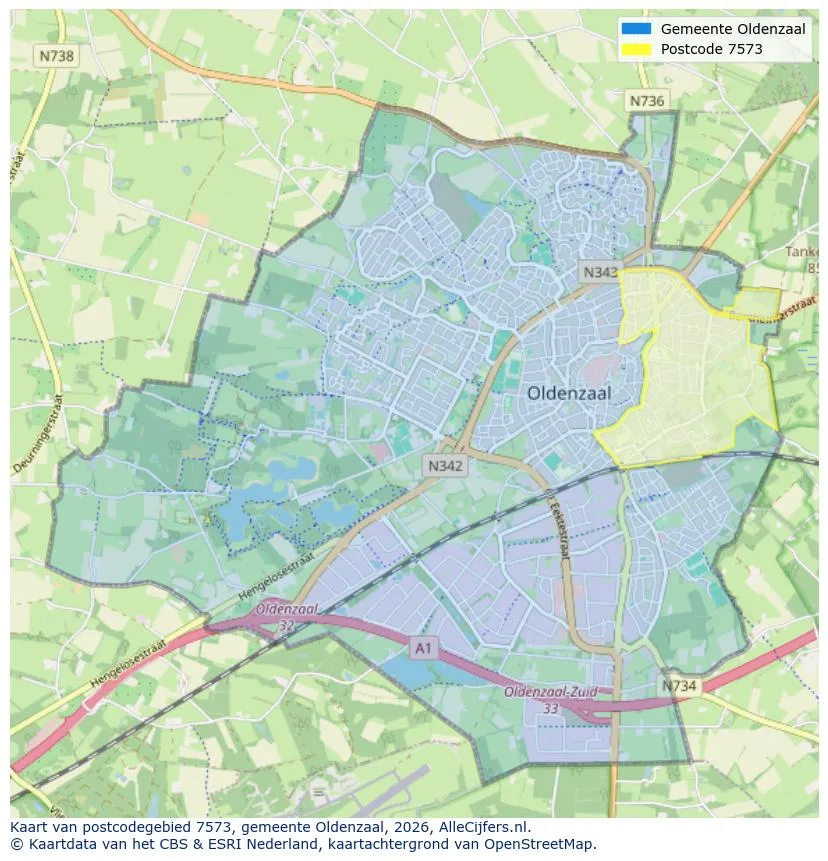 Postcodekaart voor 7573