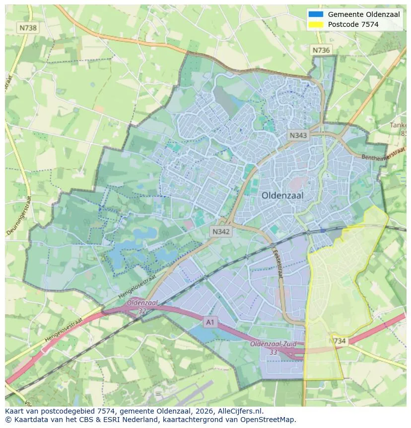 Postcodekaart voor 7574