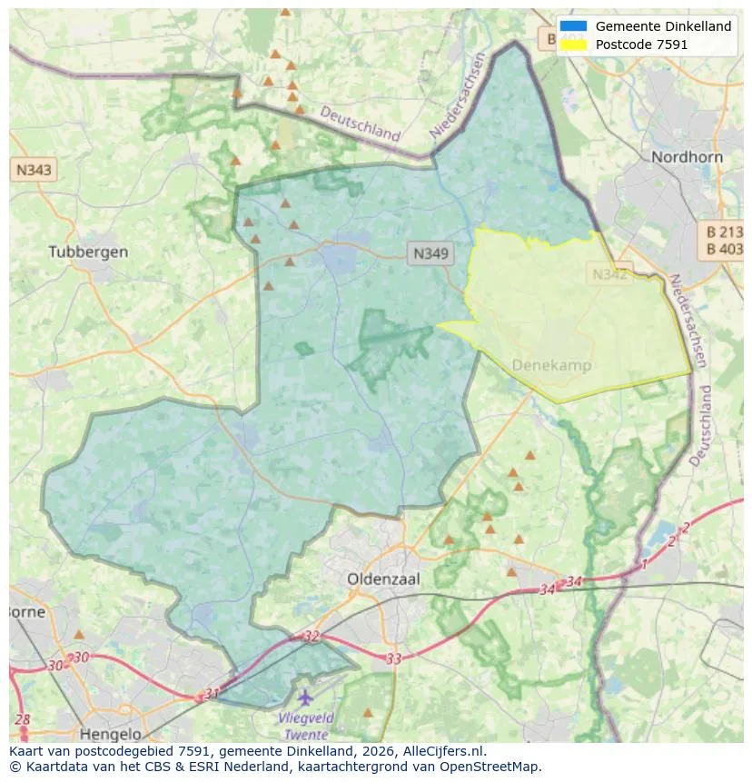 Postcode map for 7591