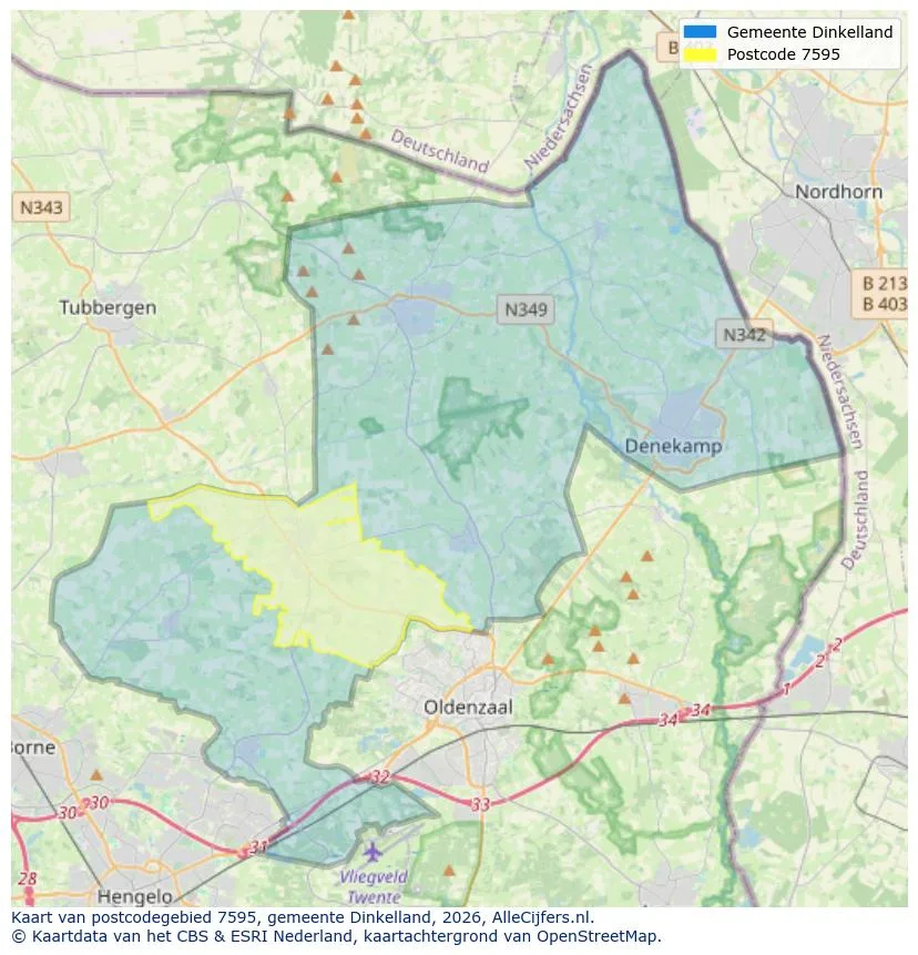 Postcodekaart voor 7595