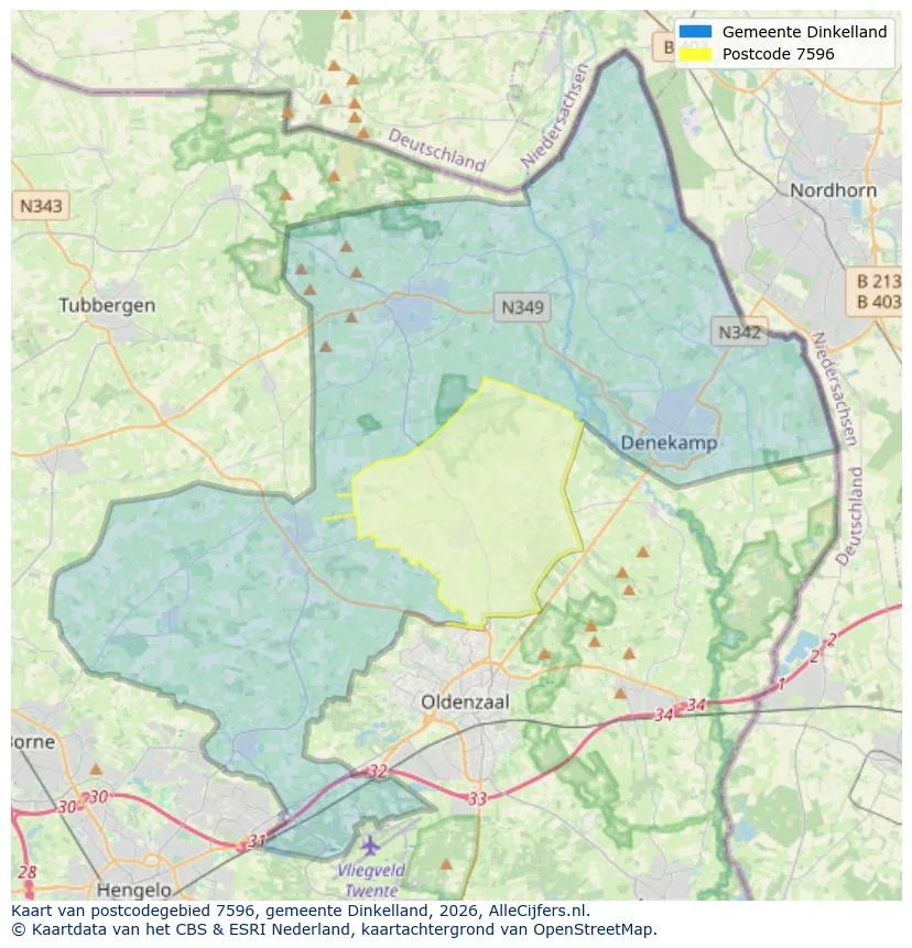 Postcodekaart voor 7596