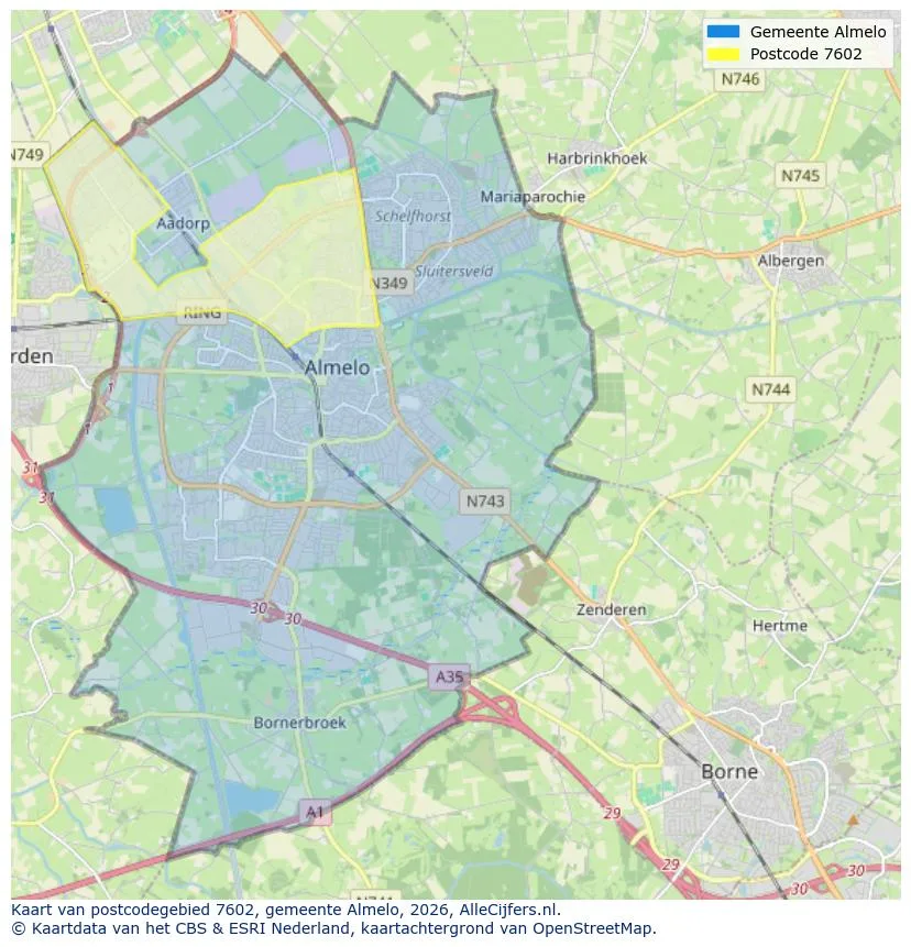 Postcodekaart voor 7602