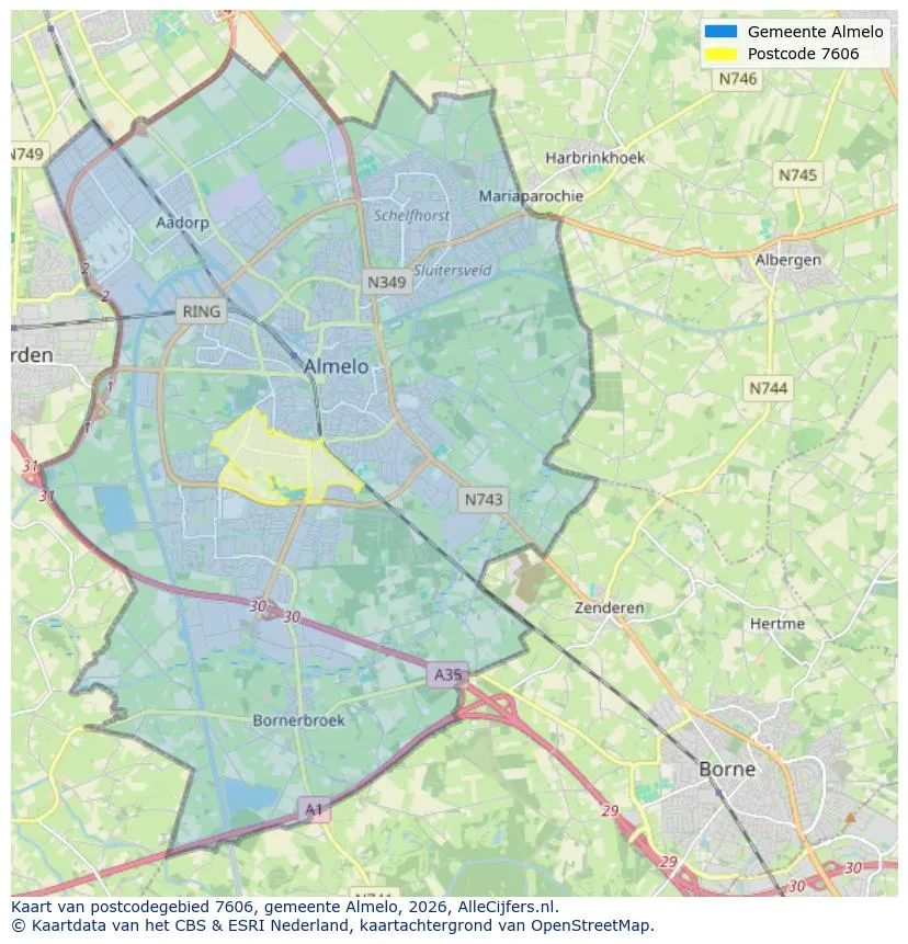 Postcodekaart voor 7606