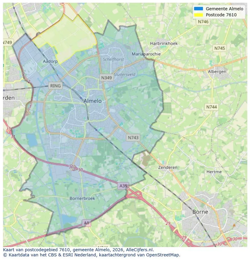 Postcodekaart voor 7610