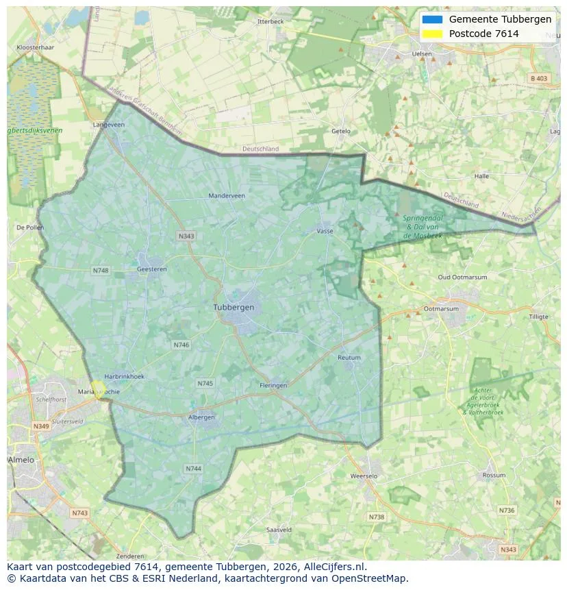 Postcodekaart voor 7614