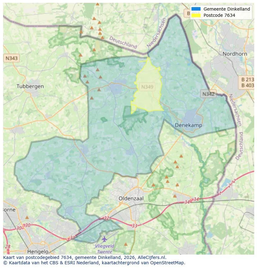 Postcodekaart voor 7634
