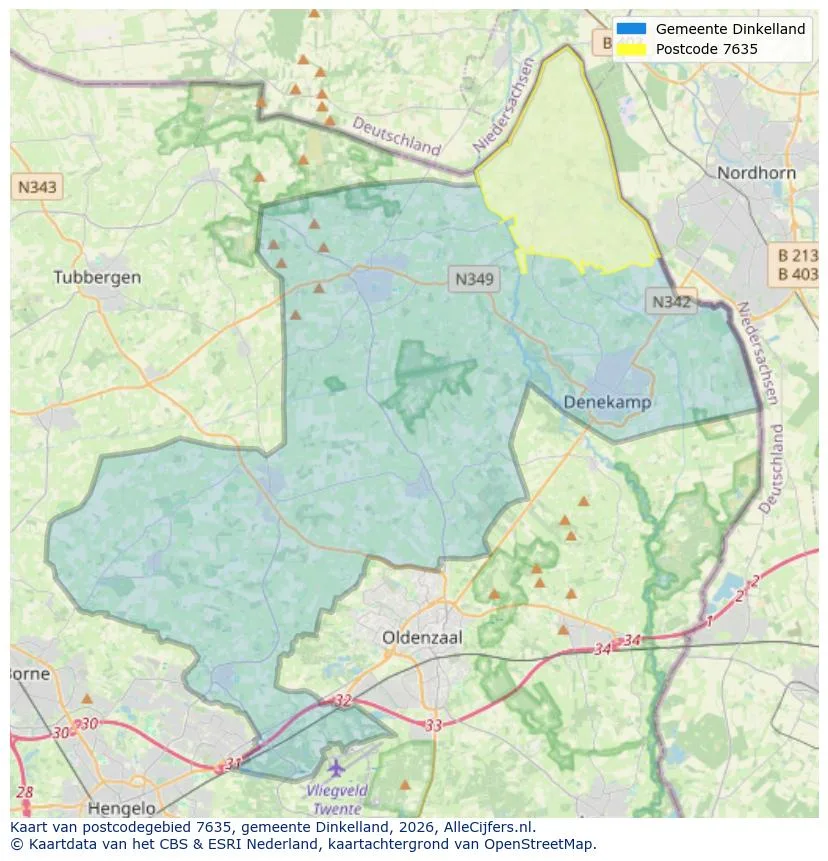Postcodekaart voor 7635
