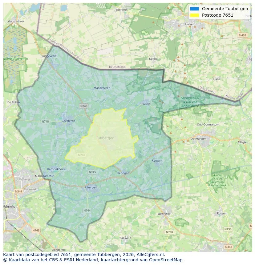 Postcodekaart voor 7651