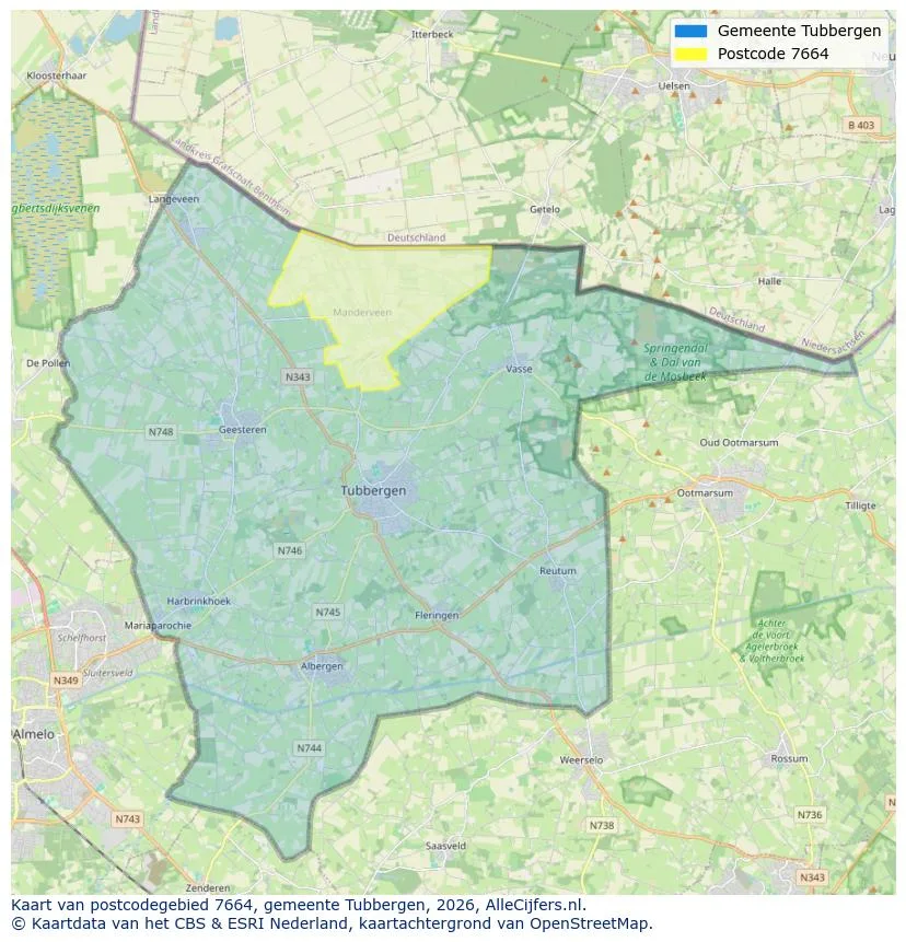Postcodekaart voor 7664