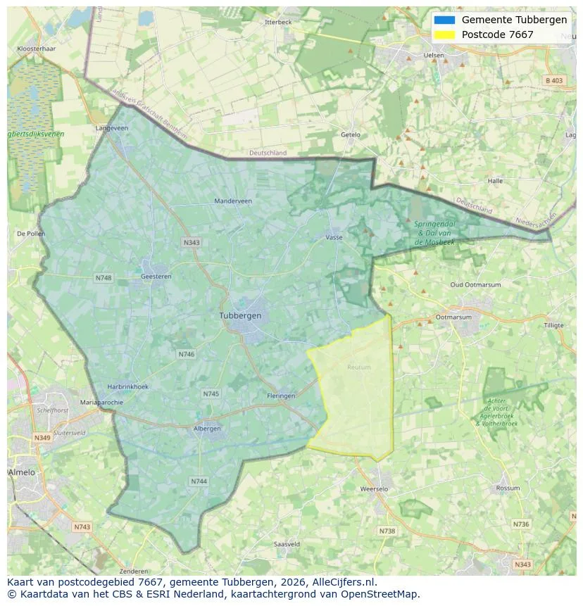 Postcodekaart voor 7667