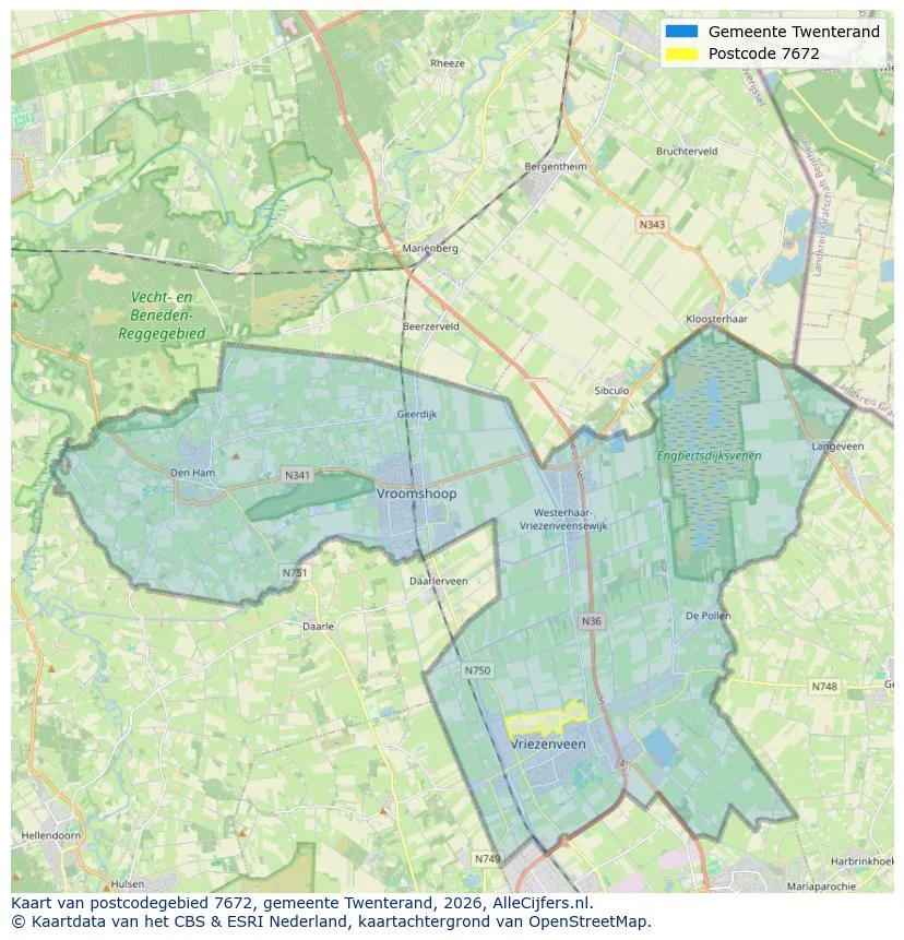 Postcodekaart voor 7672
